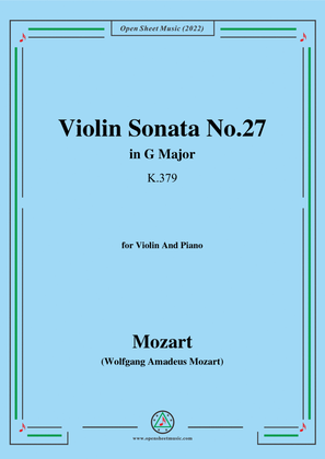 Book cover for Mozart-Violin Sonata No.27,in G Major,K.379,for Violin&Piano