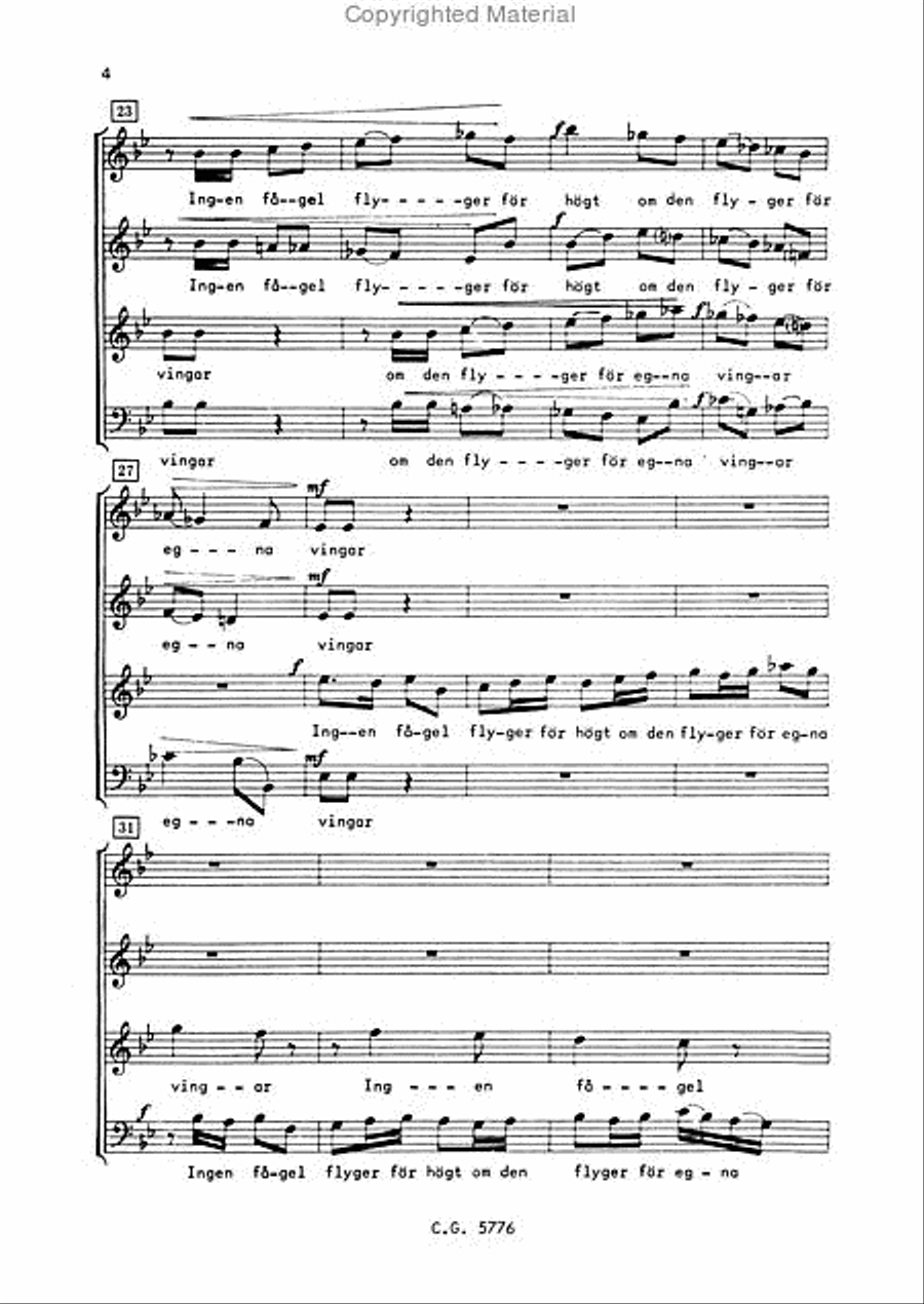 Ingen fagel flyger for hogt 4-Part scores gallery preview page 4