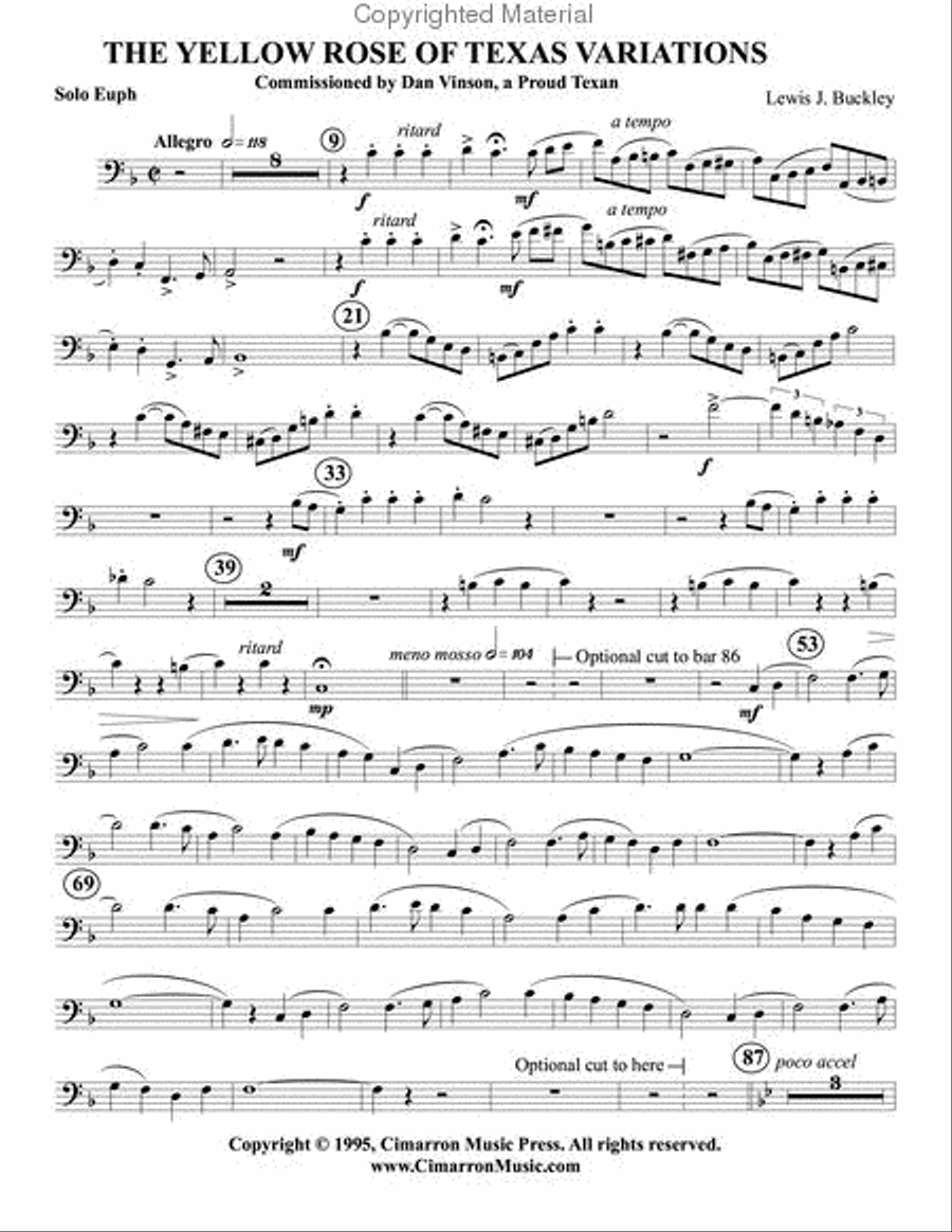 Yellow Rose of Texas Variations Euphonium scores gallery preview page 2