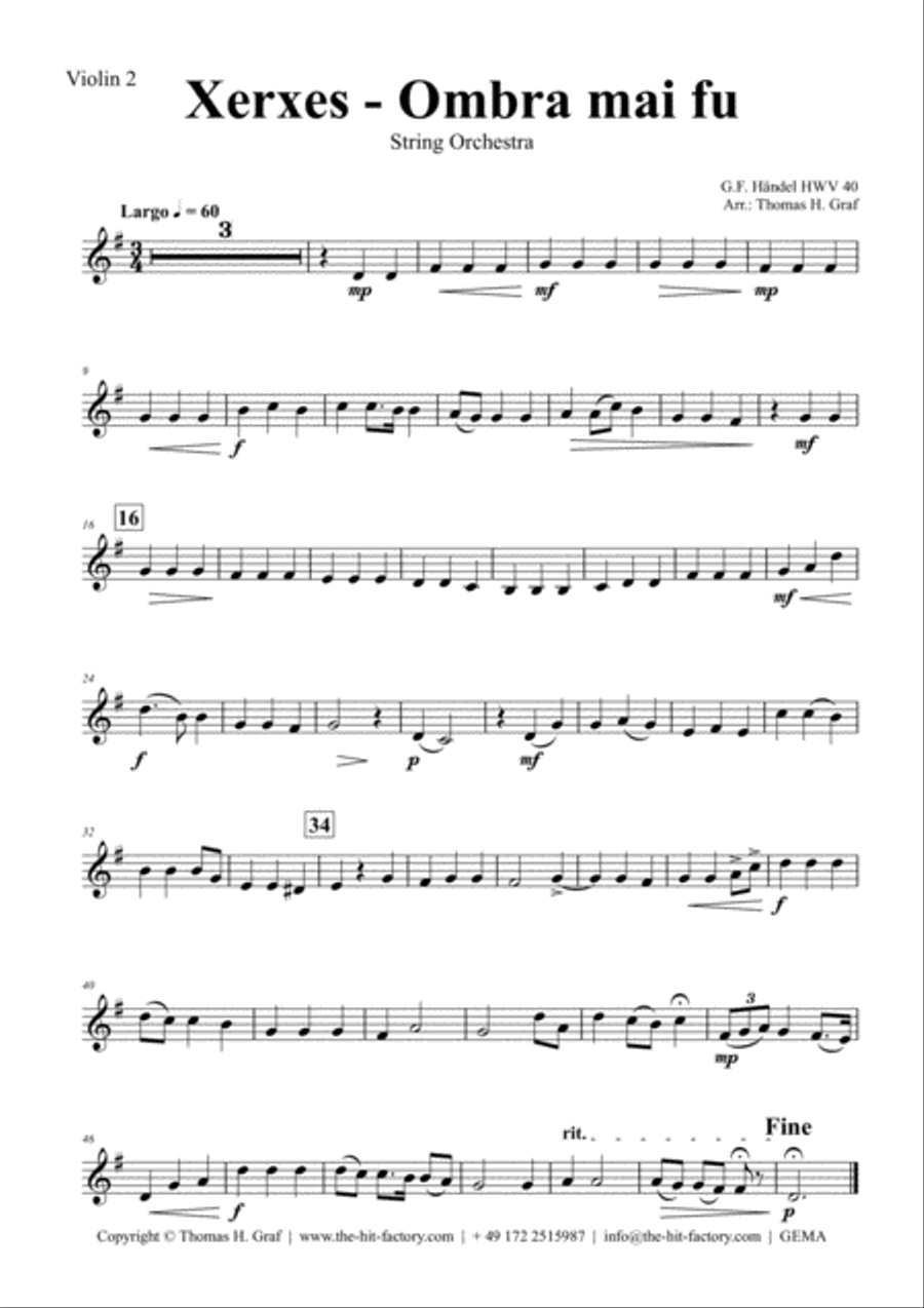 Xerxes Largo - Ombra mai fu - String Orchestra String Orchestra scores gallery preview page 4