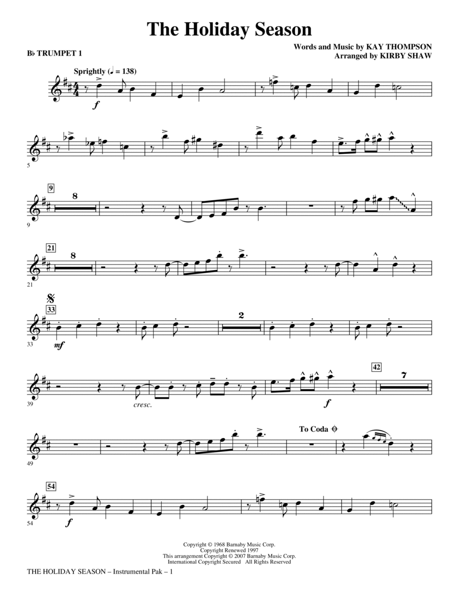 The Holiday Season - Bb Trumpet 1 Choir scores gallery preview page 1