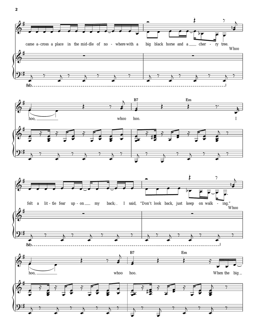 Black Horse And The Cherry Tree Piano, Vocal scores gallery preview page 2