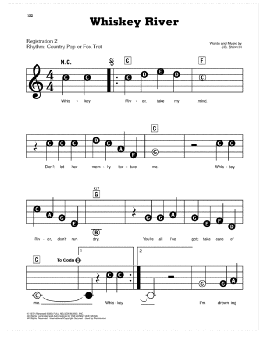 Whiskey River Electronic Keyboard scores gallery preview page 1
