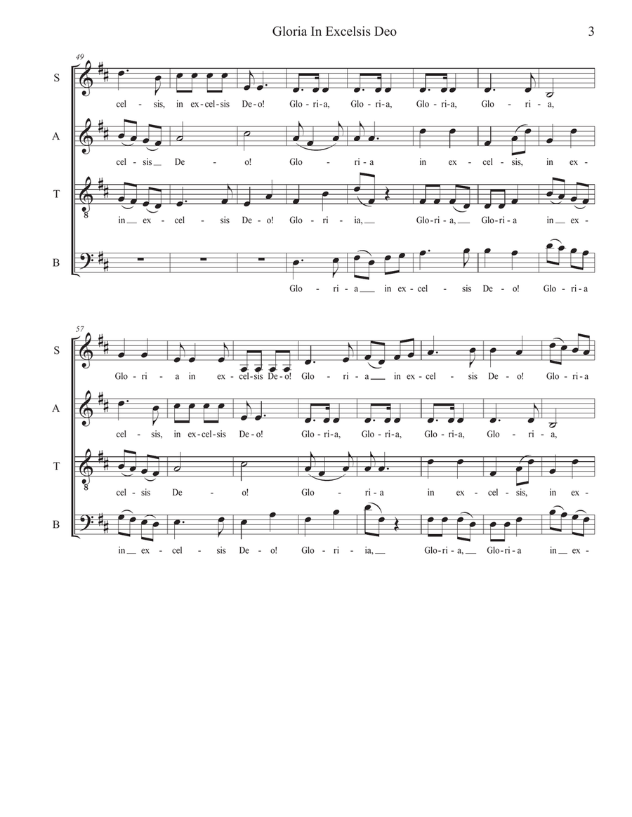 Gloria In Excelsis Deo (SATB) 4-Part scores gallery preview page 3