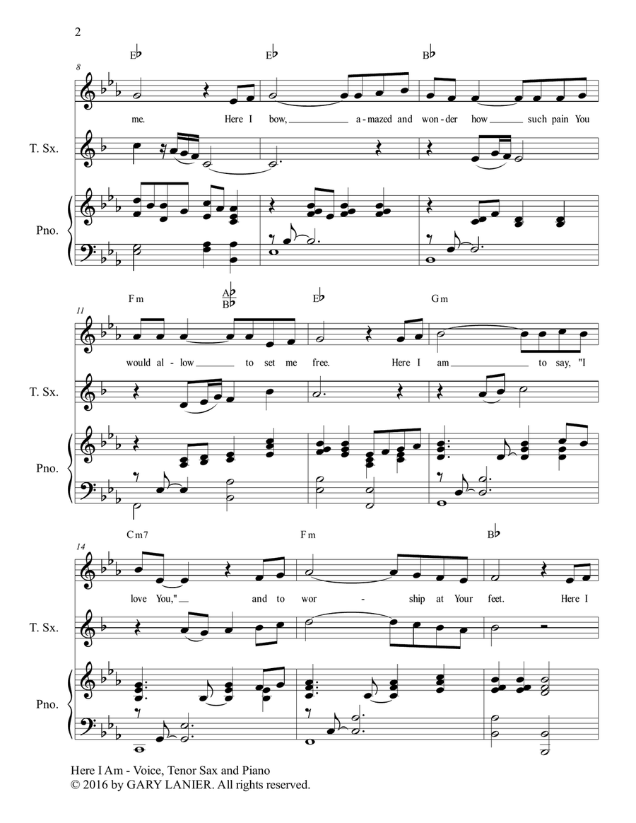 WORSHIP WITH GARY LANIER, Set 1 (Voice, Tenor Sax & Piano) Small Ensemble scores gallery preview page 4