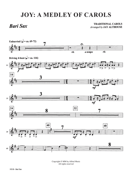 Joy: A Medley of Carols: E-flat Baritone Saxophone