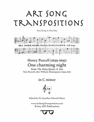 Book cover for PURCELL: One charming night (transposed to C minor)