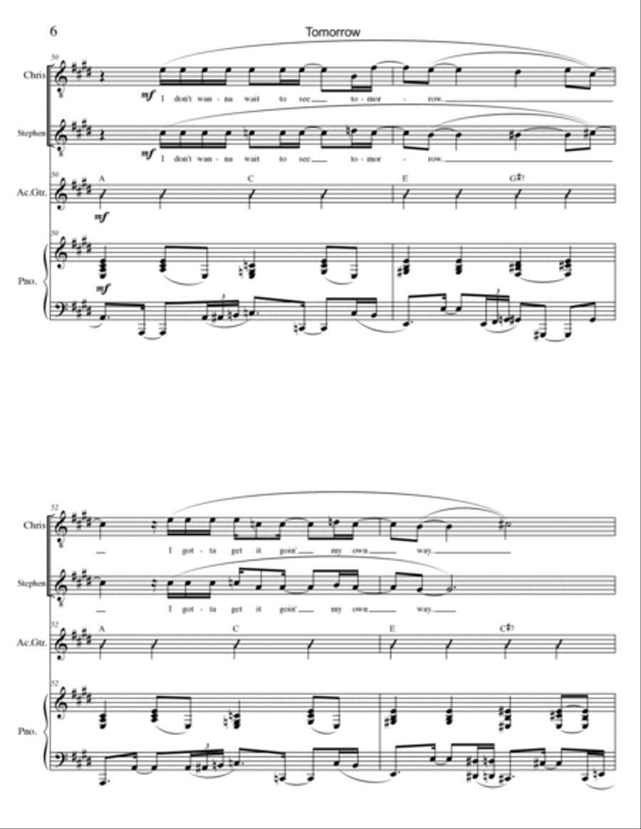 Tomorrow Piano, Vocal, Guitar scores gallery preview page 6