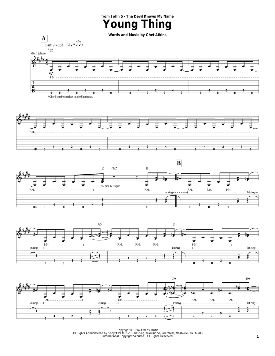 Young Thing Acoustic Guitar scores gallery preview page 1