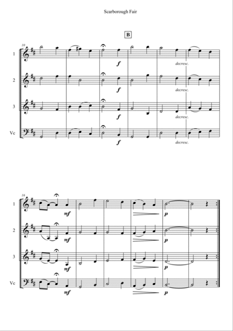Scarborough Fair String Quartet scores gallery preview page 2
