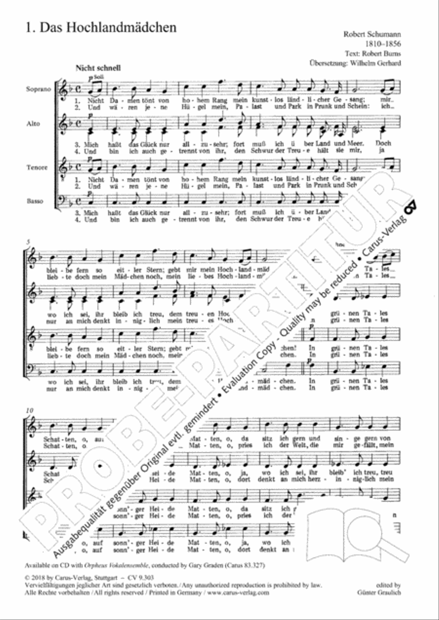 Funf Lieder von Robert Burns op. 55 Choir scores gallery preview page 3
