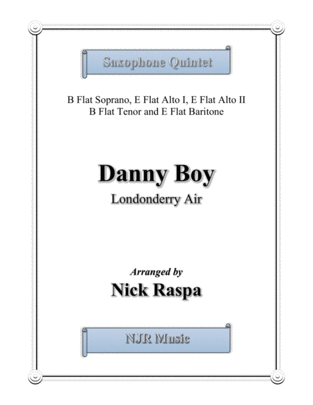 Danny Boy for Saxophone Quintet - (SAATB) Score image number null