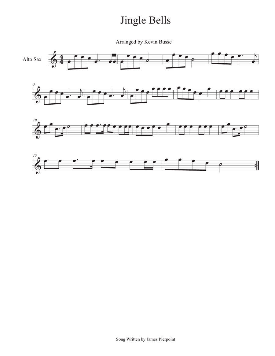 Jingle Bells - Alto Sax Alto Saxophone scores gallery preview page 1