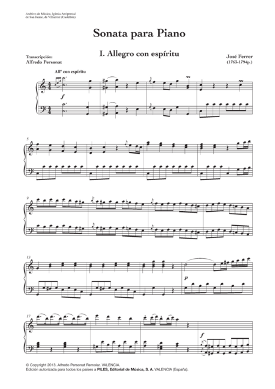 Sonata para Piano de Jose Ferrer Piano Solo scores gallery preview page 2