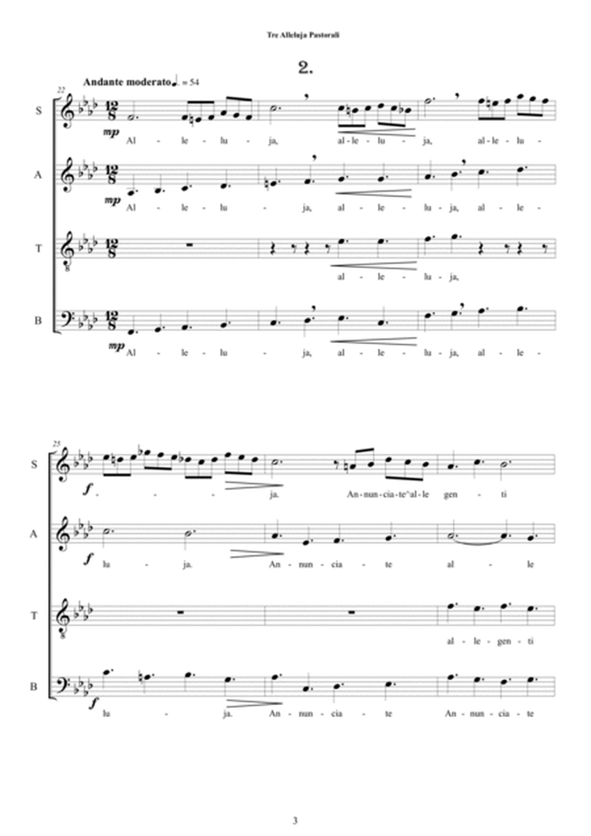 Tre Alleluja Pastorali per Coro SATB a cappella image number null