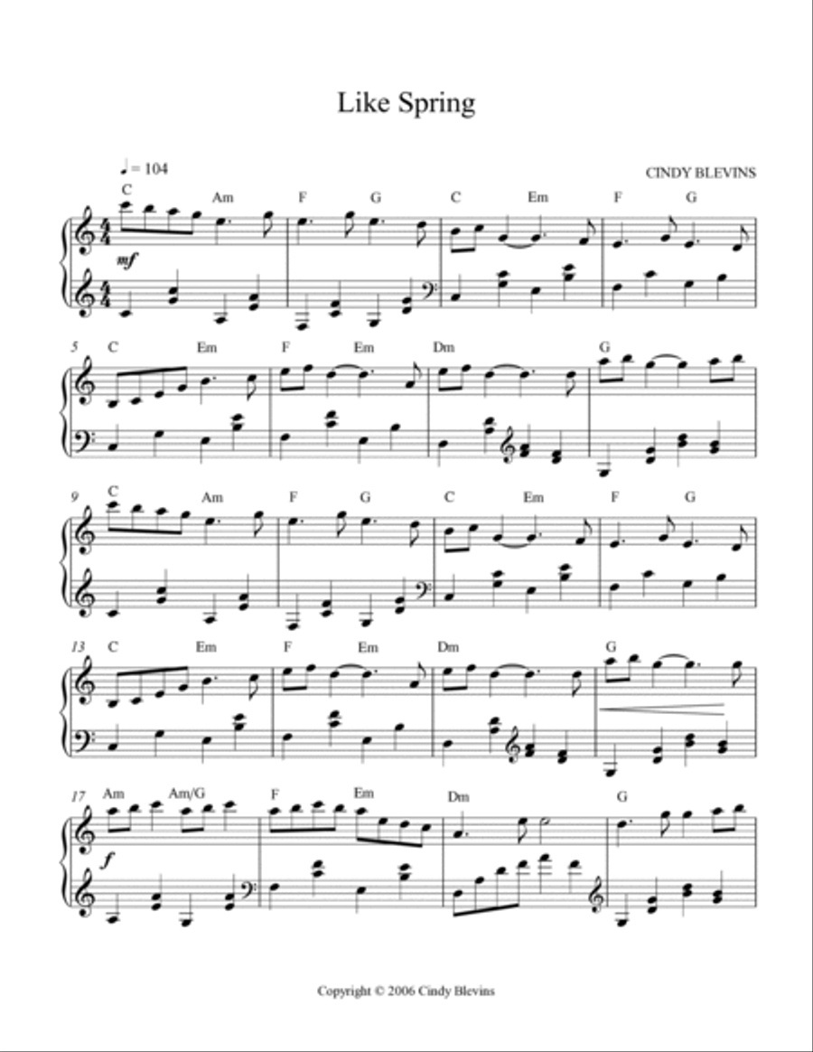 Like Spring, original solo for Lap Harp Lap Harp scores gallery preview page 2