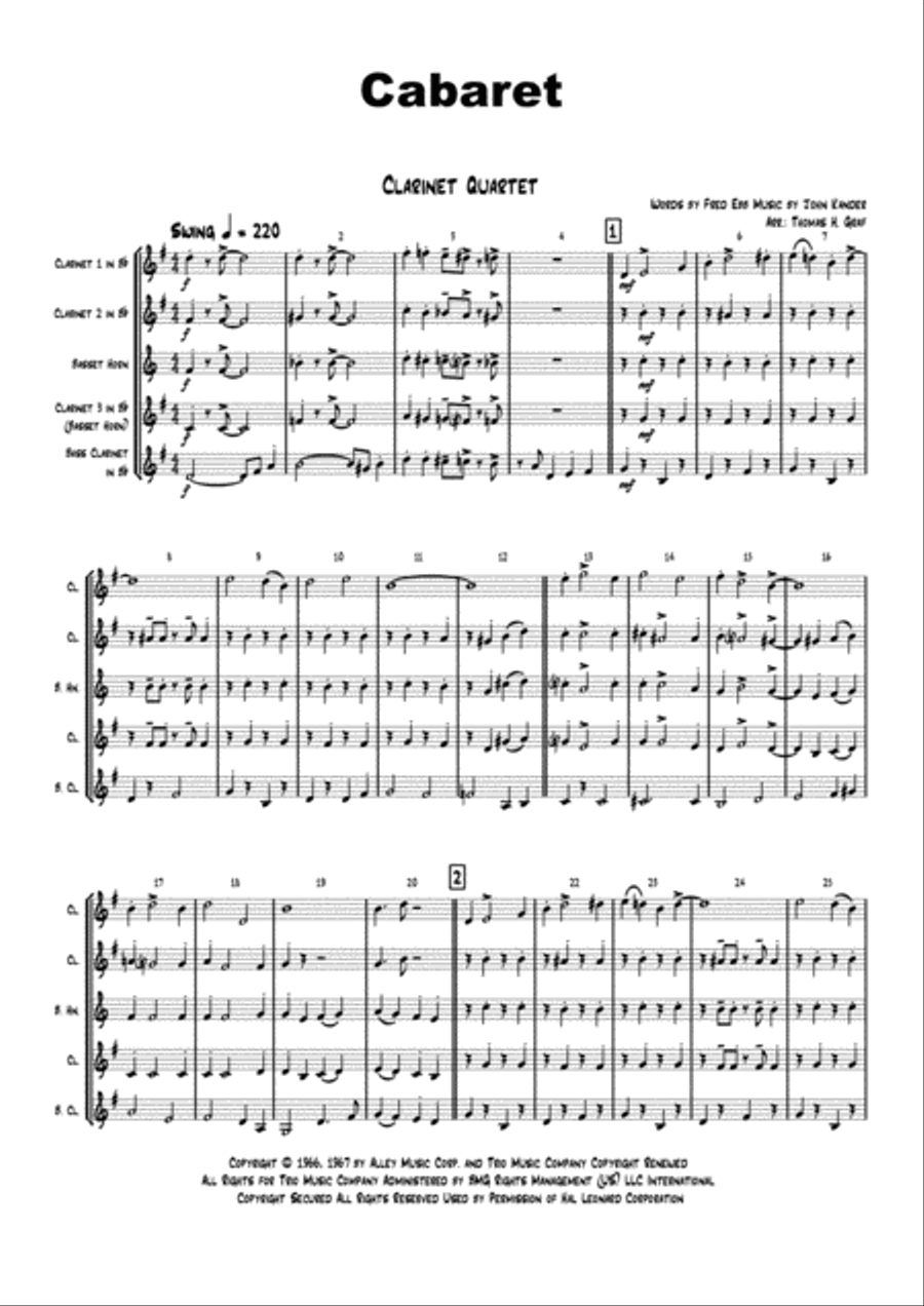 Cabaret Woodwind Ensemble scores gallery preview page 1