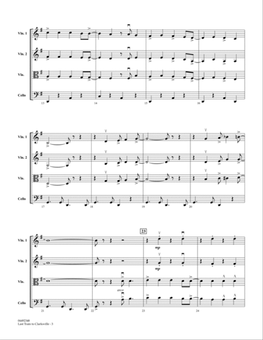 Last Train to Clarksville (arr. Larry Moore) - Conductor Score (Full Score) String Quartet scores gallery preview page 2