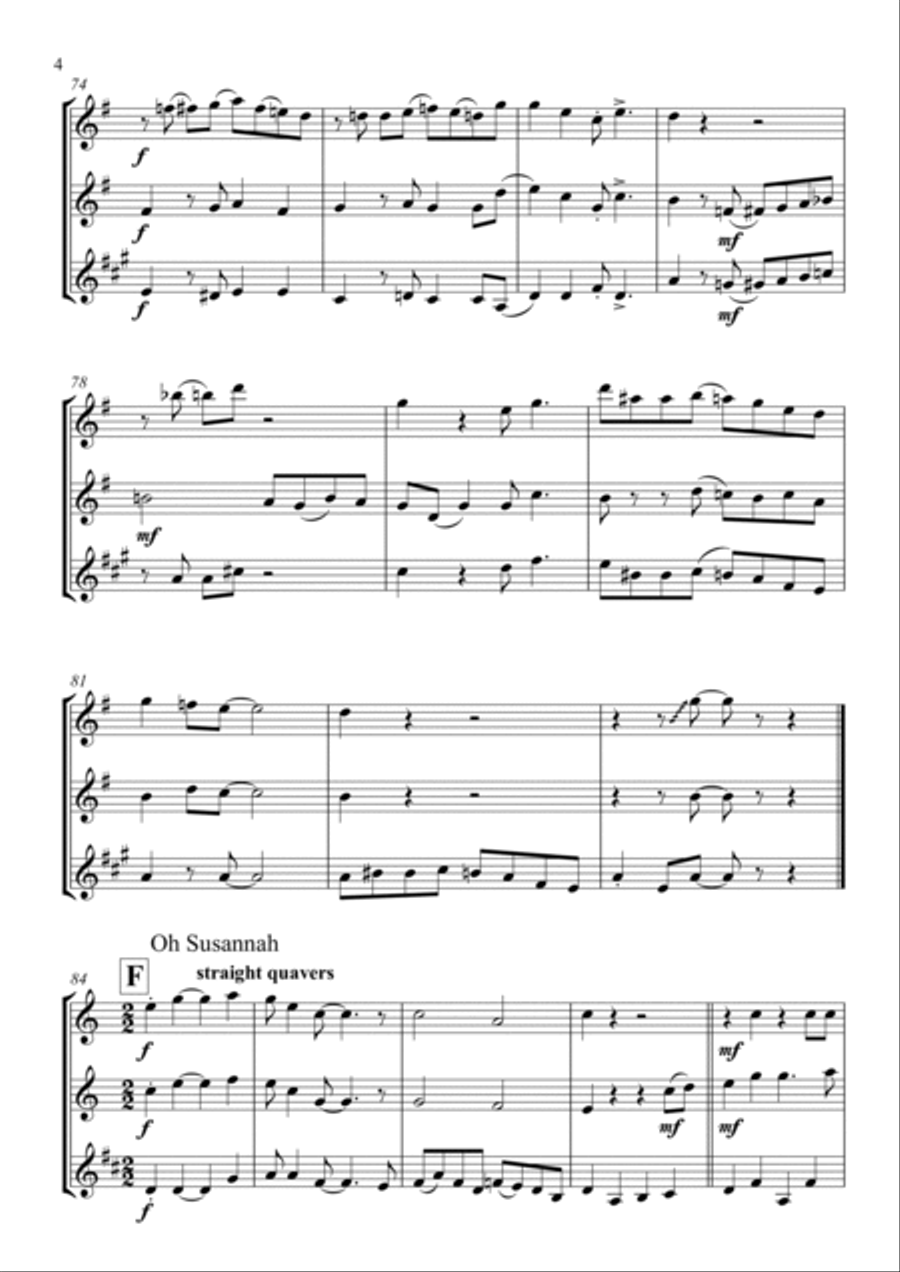 Stephen Foster Medley Woodwind Trio scores gallery preview page 5