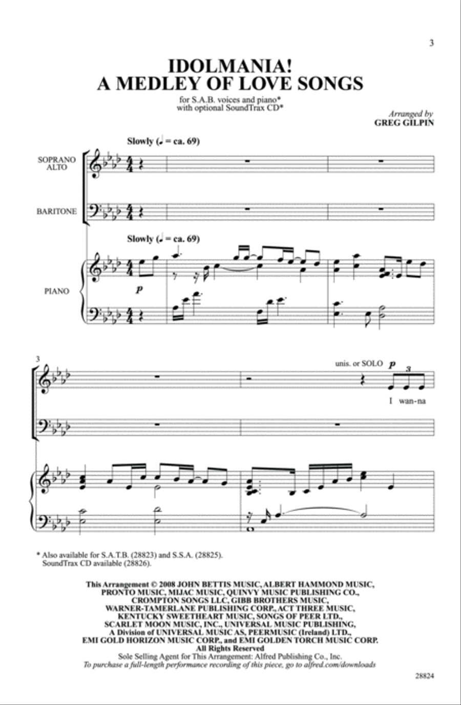Idolmania! A Medley of Love Songs 3-Part scores gallery preview page 2
