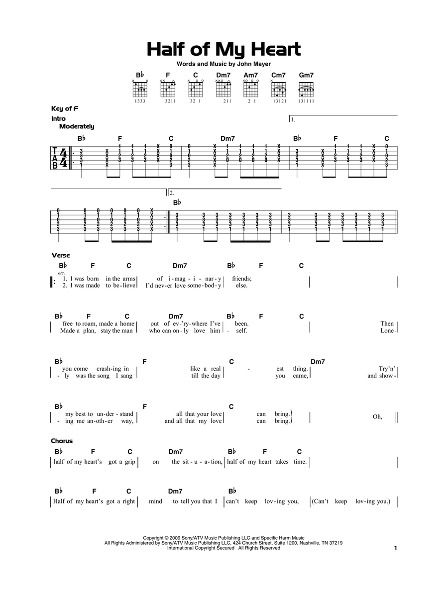 Half Of My Heart (feat. Taylor Swift) Acoustic Guitar scores gallery preview page 1