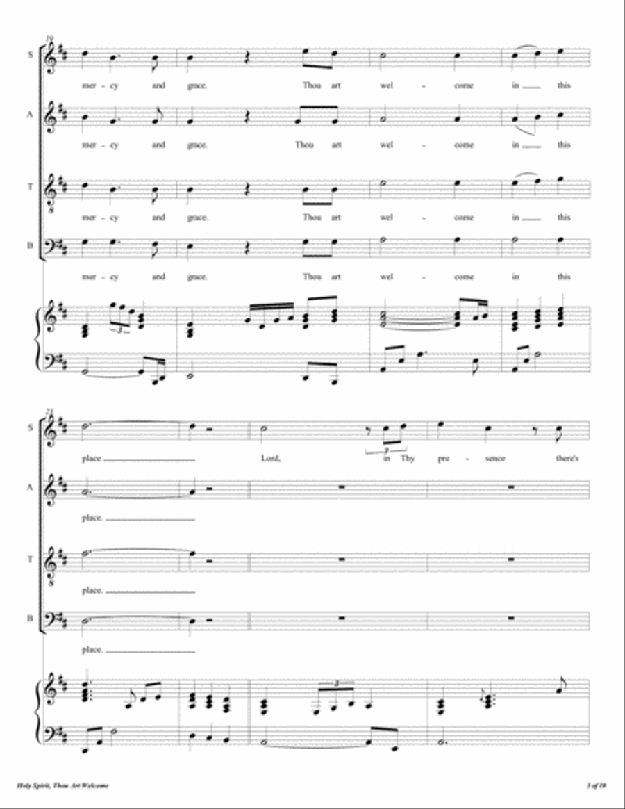 Holy Spirit, Thou Art Welcome 4-Part scores gallery preview page 4