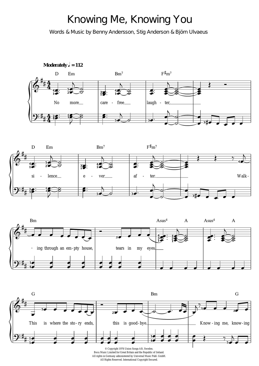 Knowing Me, Knowing You Piano, Vocal scores gallery preview page 1