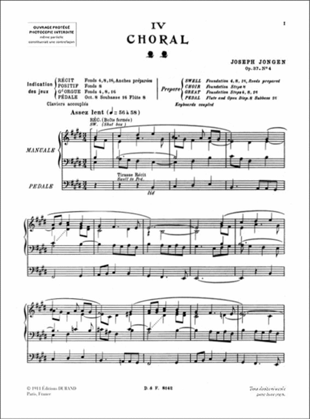 4 Pieces Op 37 N 4 Choral Orgue