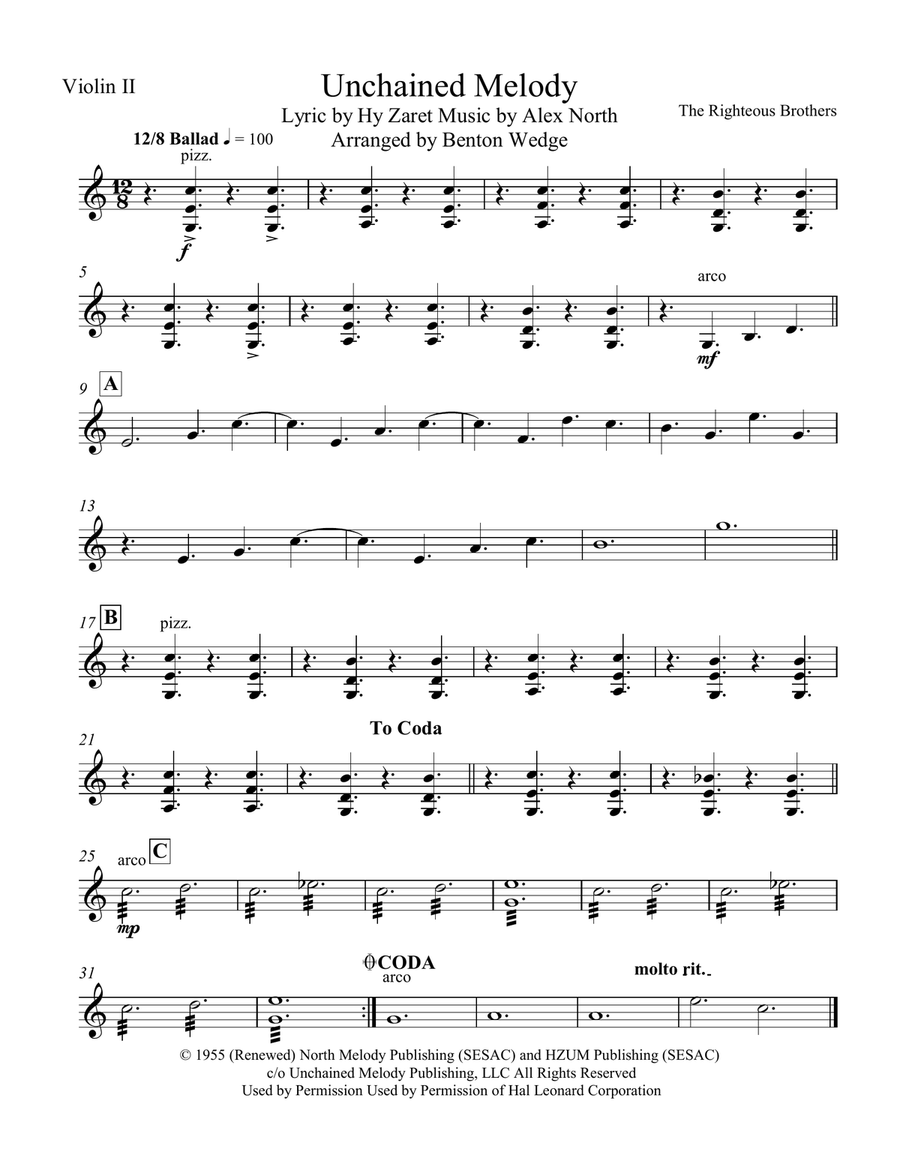 Unchained Melody String Quartet scores gallery preview page 2