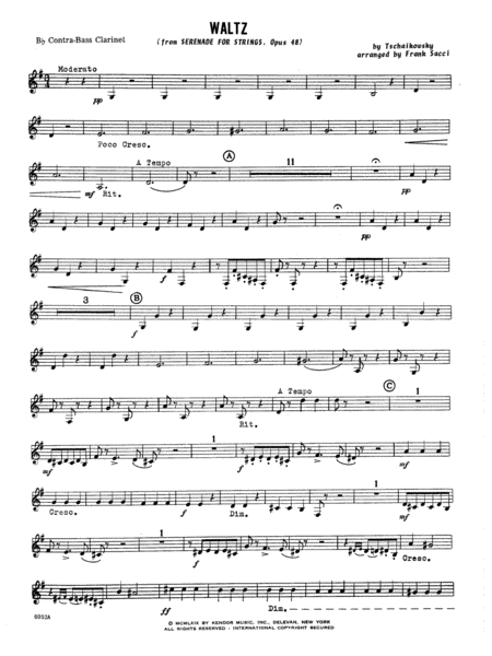 Waltz From Serenade For Strings Op. 48 - Bb Contra Bass Clarinet