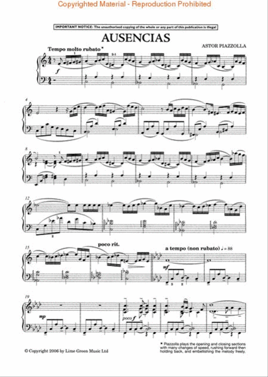 Astor Piazzolla - Vuelvo al Sur Piano Solo scores gallery preview page 2