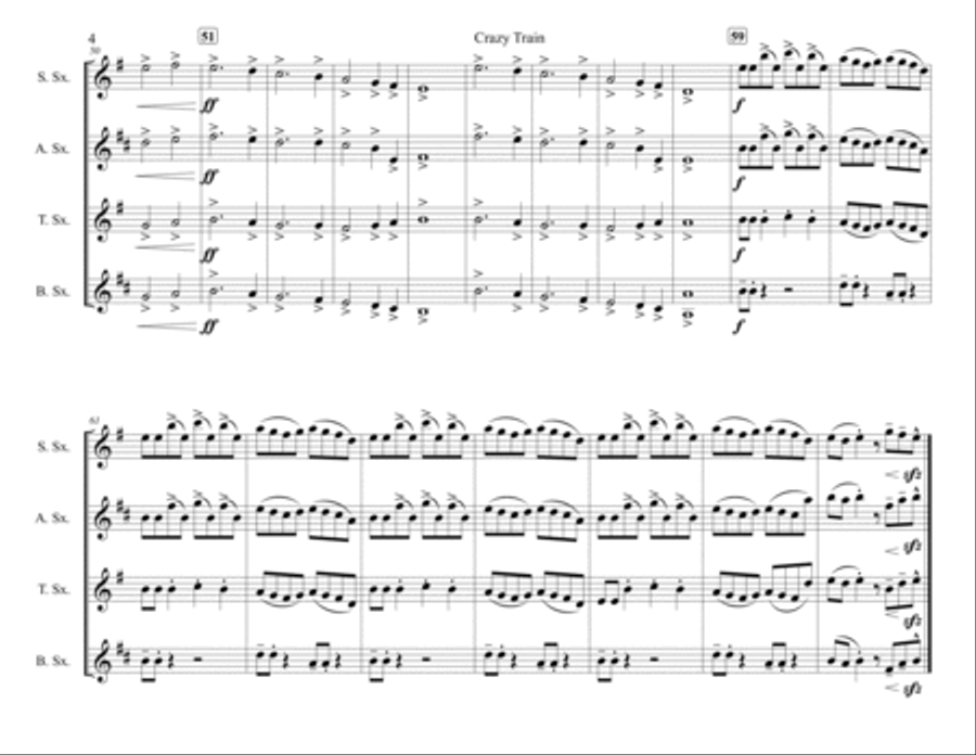 Crazy Train Woodwind Ensemble scores gallery preview page 4