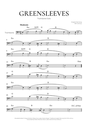 Greensleeves (Trombone Solo) - English Folk Song