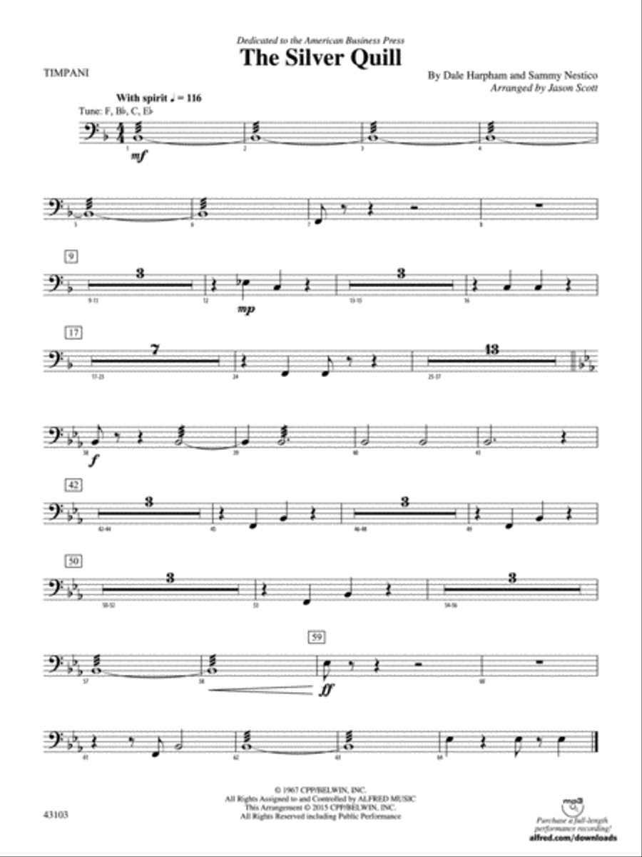 The Silver Quill: Timpani Concert Band scores gallery preview page 1