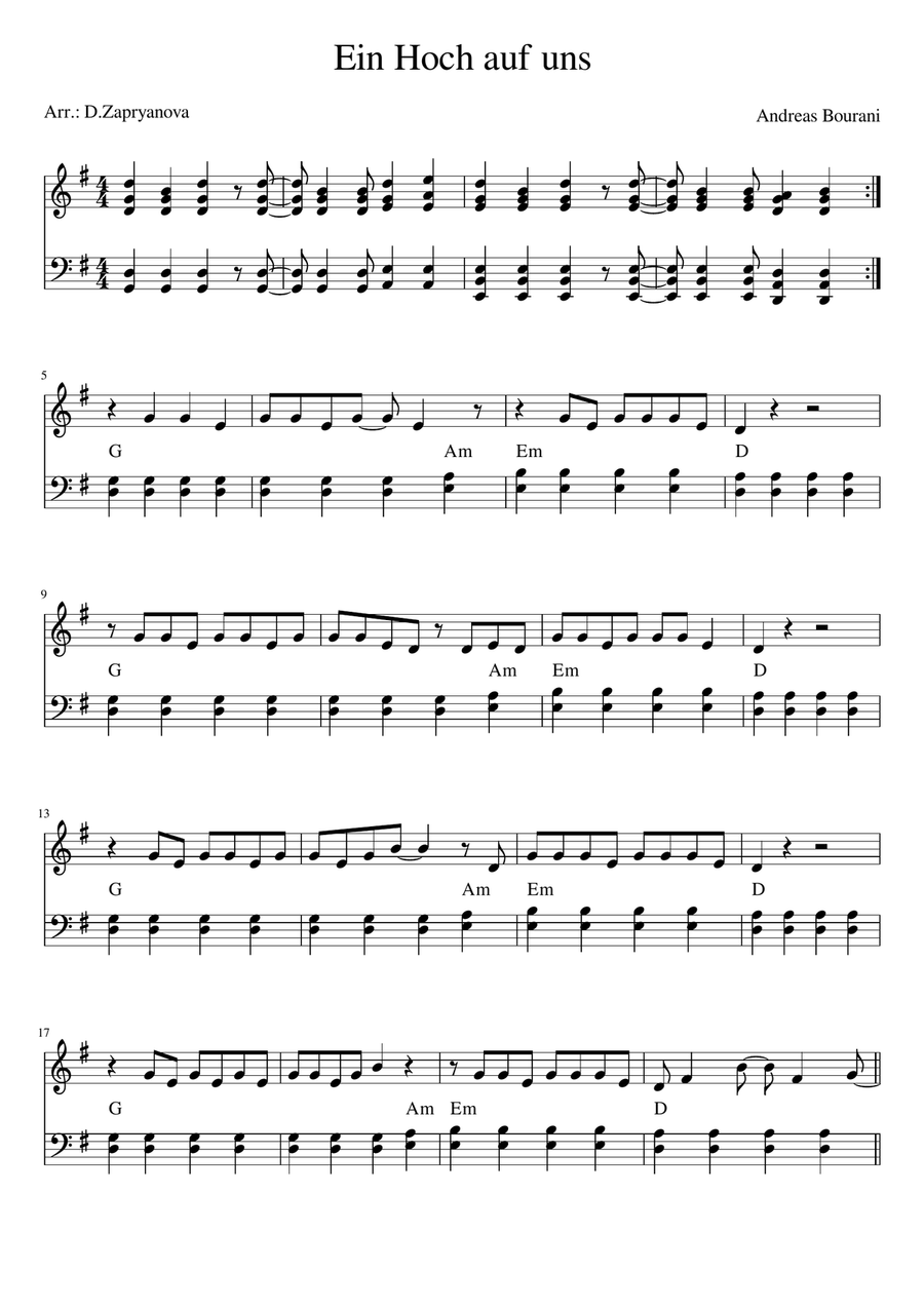 Auf Uns Easy Piano scores gallery preview page 1