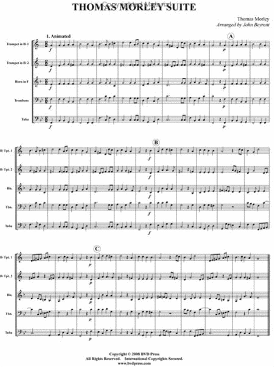 Thomas Morley Suite Thomas Morley Suite Brass Quintet scores gallery preview page 2
