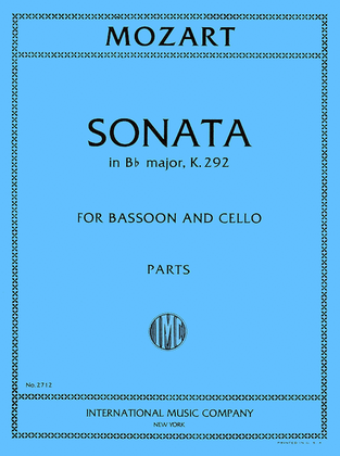 Book cover for Sonata In B Flat Major, K. 292 For Bassoon & Cello