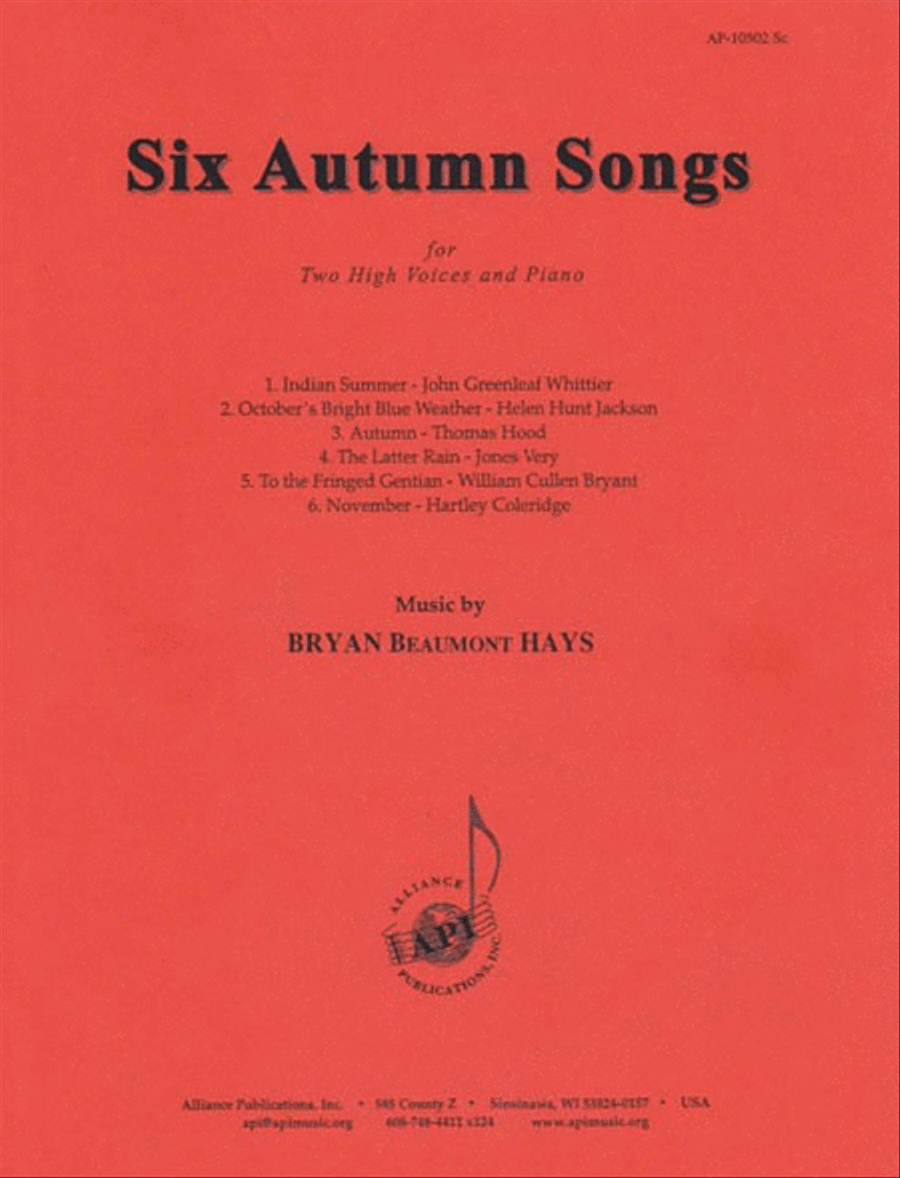 Six Autumn Songs - Voc Duets-pno Choir scores gallery preview page 1