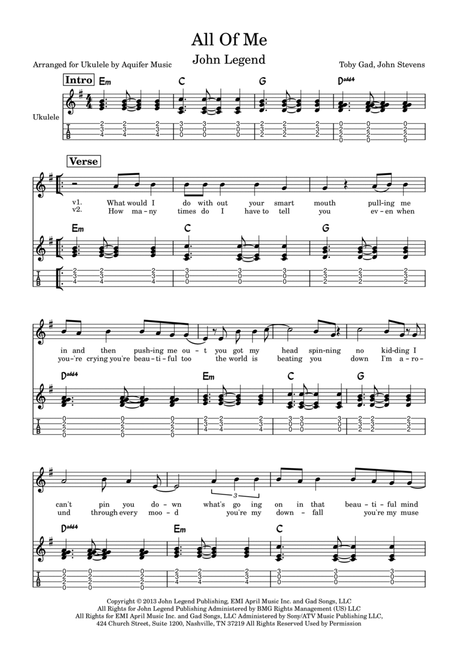 All Of Me All Of Me Ukulele scores gallery preview page 1