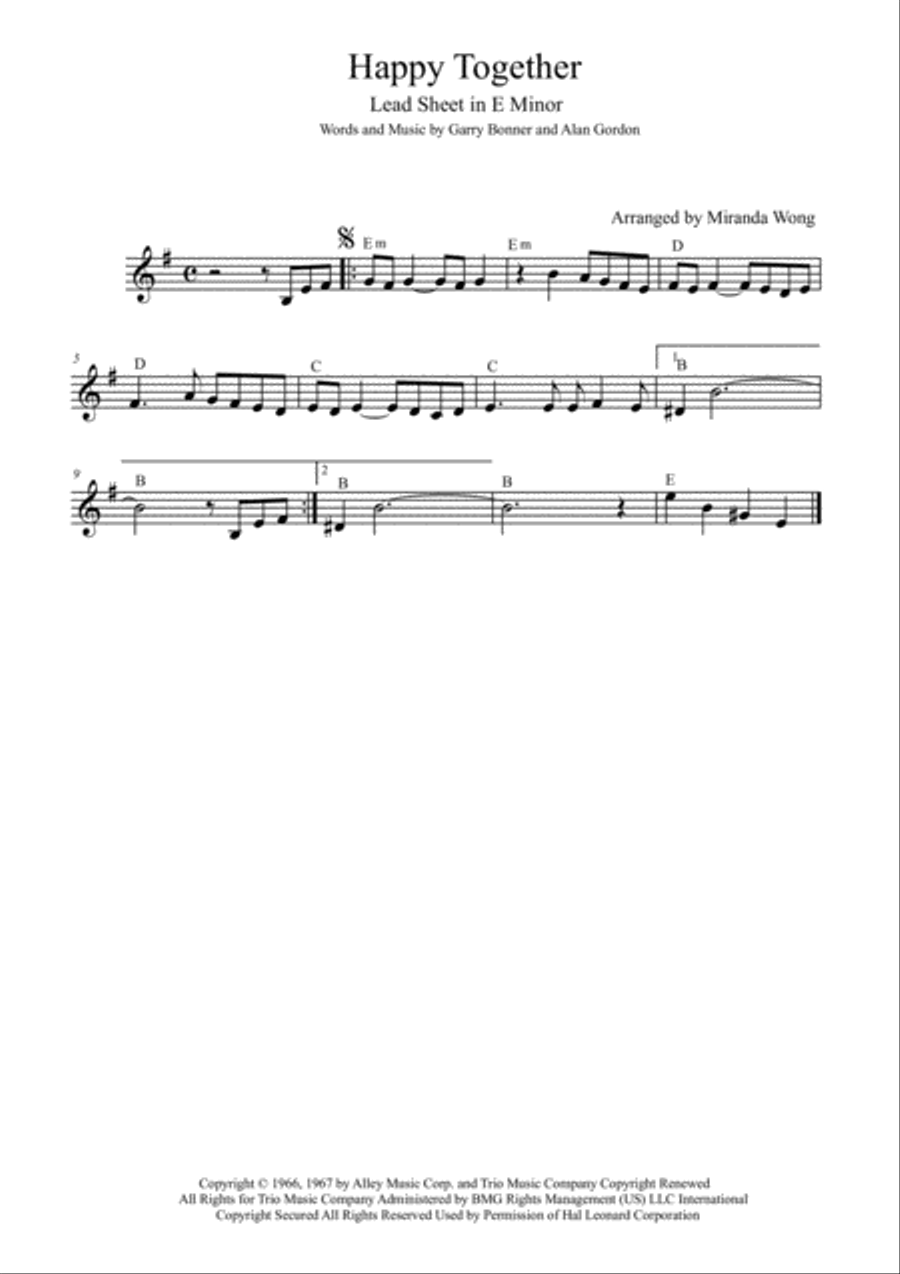 Happy Together Violin Solo scores gallery preview page 2