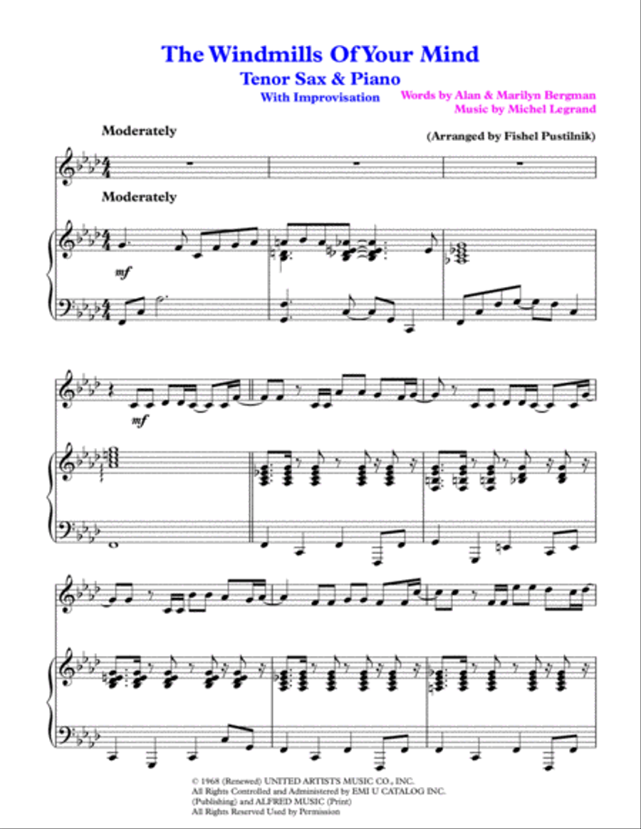 The Windmills Of Your Mind Woodwind Duet scores gallery preview page 2