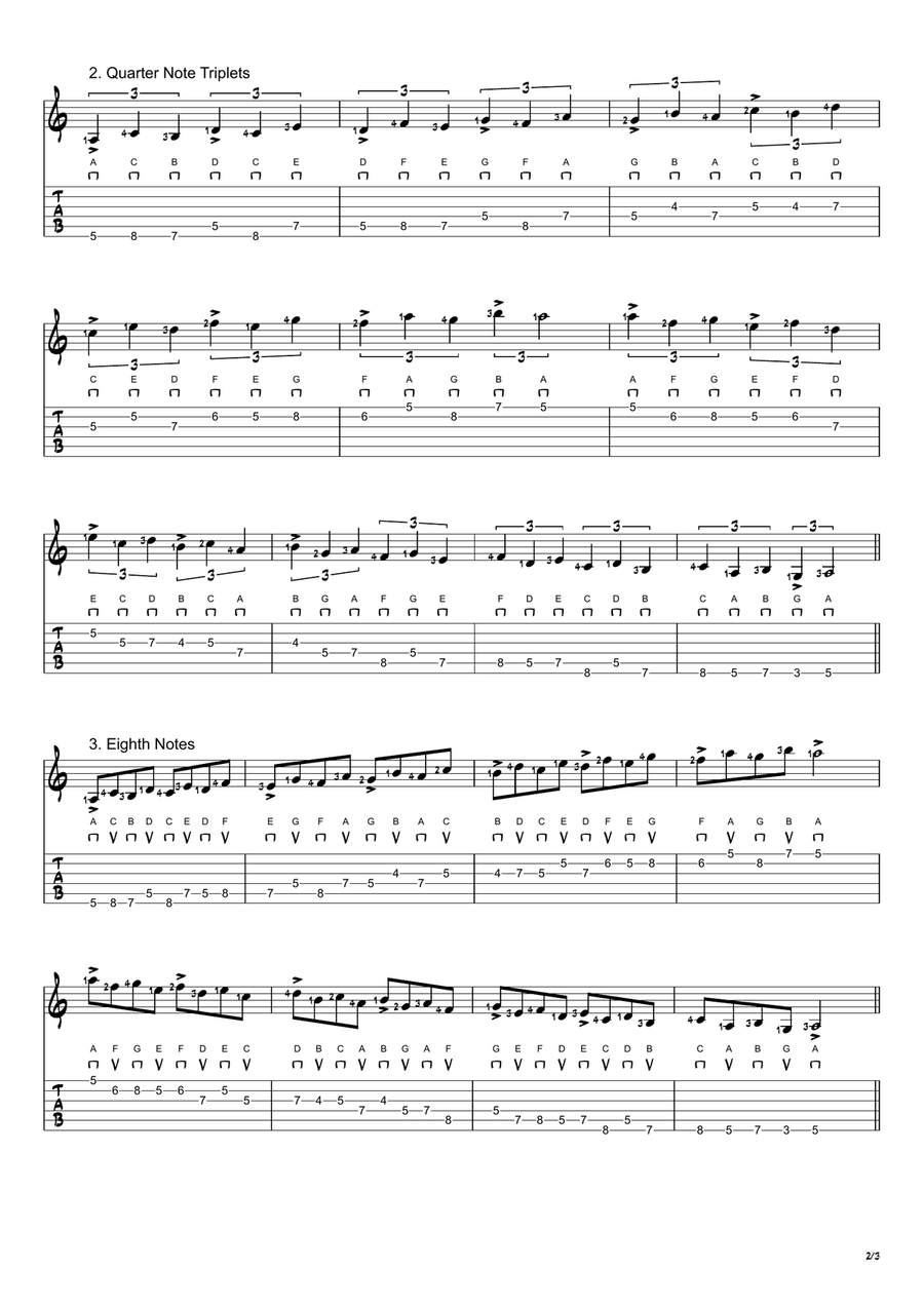 A Aeolian Mode Exercises - Ascending and Descending in 3rds Acoustic Guitar scores gallery preview page 2
