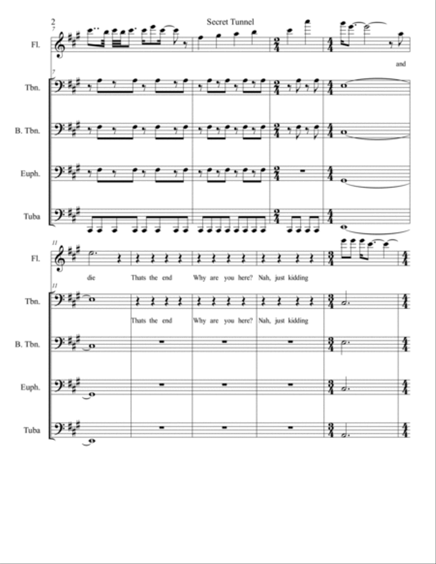 Secret Tunnel - Score Only Brass Quartet scores gallery preview page 2