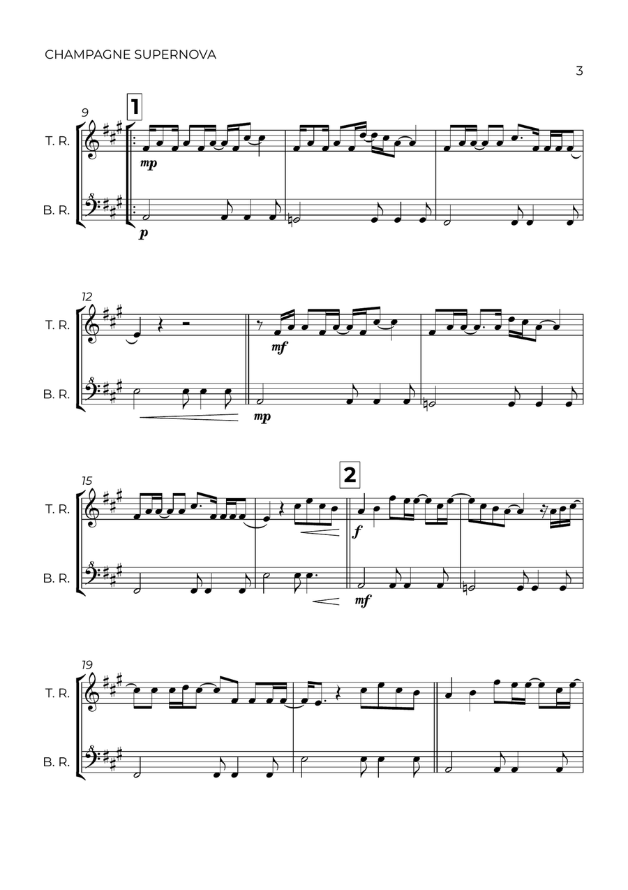 Champagne Supernova Woodwind Duet scores gallery preview page 3