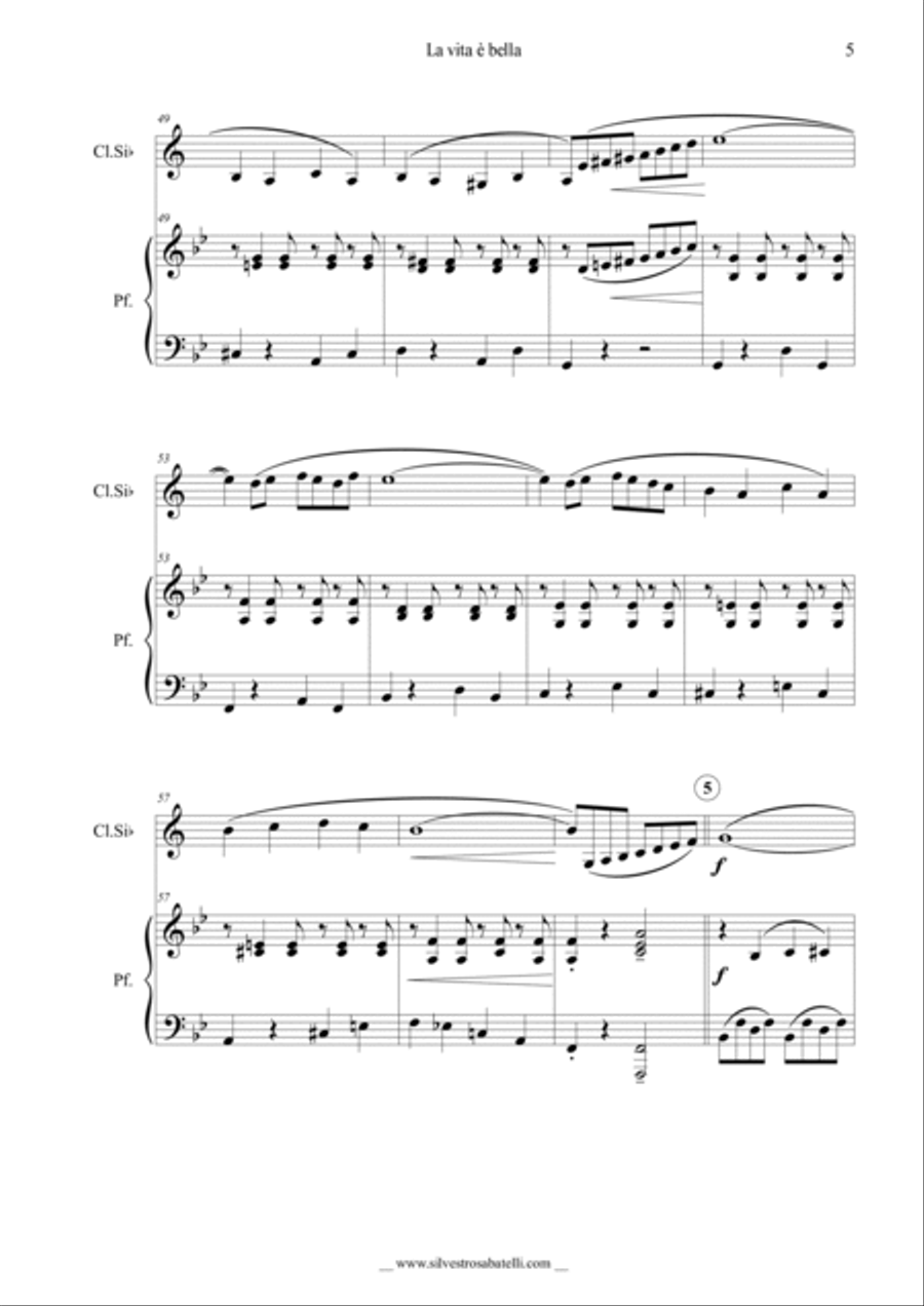 Life Is Beautiful (la Vita E Bella) Clarinet Solo scores gallery preview page 6