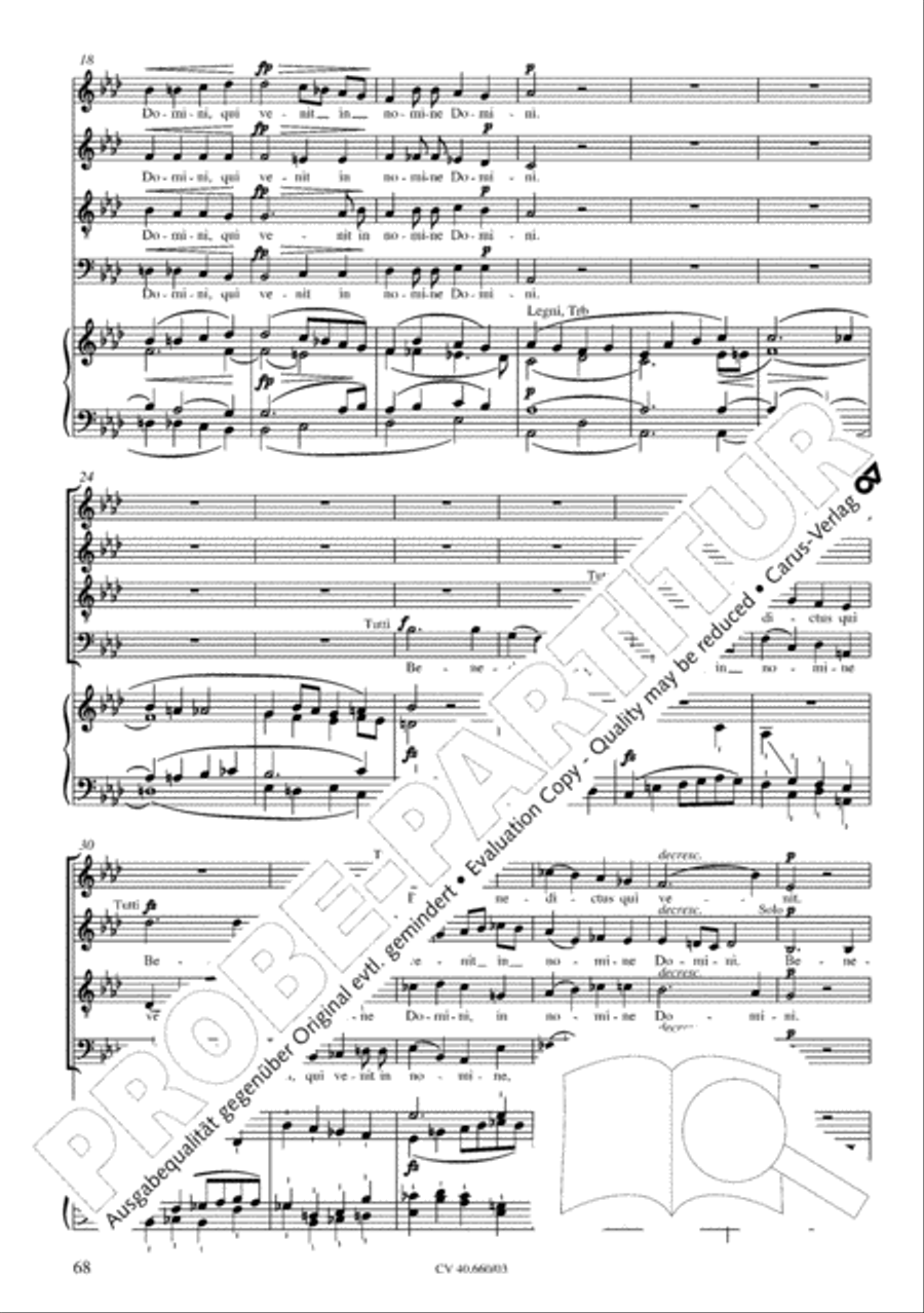 Mass in E flat major (Messe in Es) SATTB scores gallery preview page 69