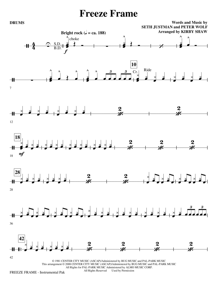 Freeze Frame - Drums Freeze Frame - Drums Choir scores gallery preview page 1