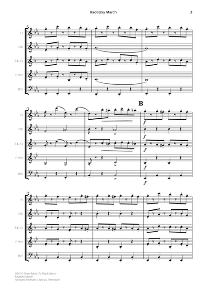 Radetzky March - Wind Quintet (Full Score and Parts) image number null