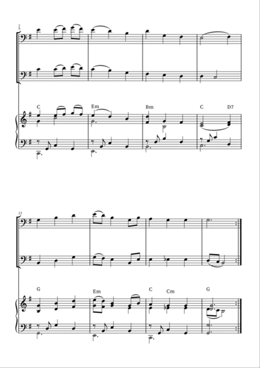 Be Thou My Vision - Double Bass Duet with Piano (with Chords) String Duet scores gallery preview page 2