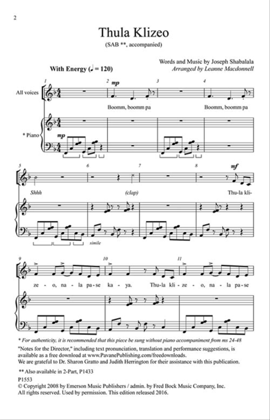 Thula Klizeo Thula Klizeo 3-Part scores gallery preview page 2